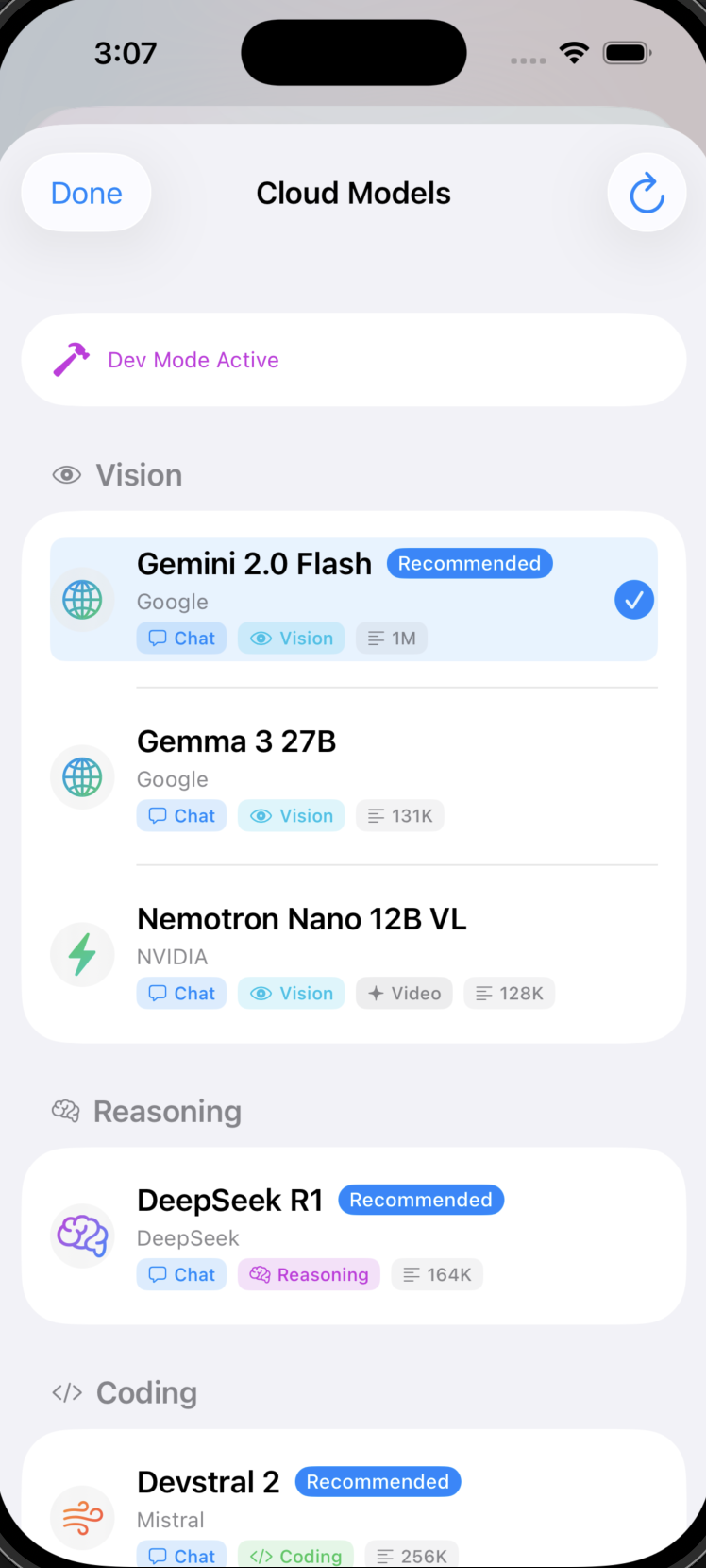 CoreChat — privacy dashboard showing on-device processing status