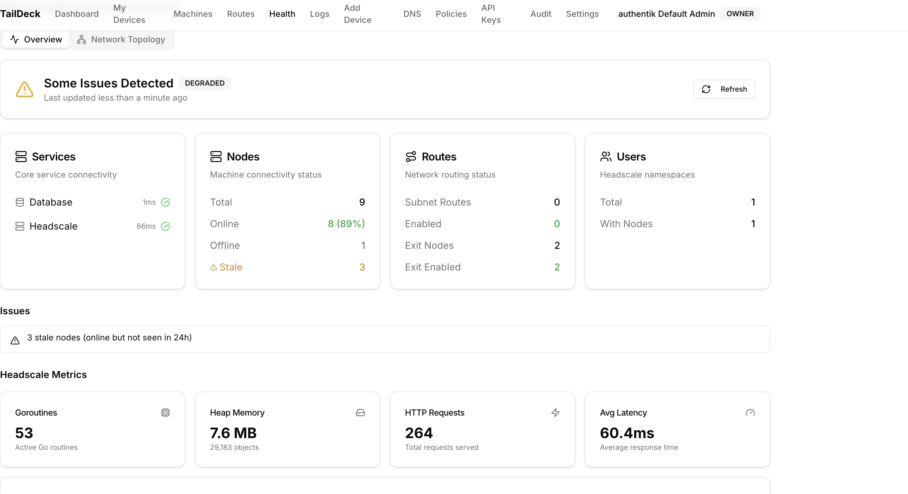 TailDeck — main interface