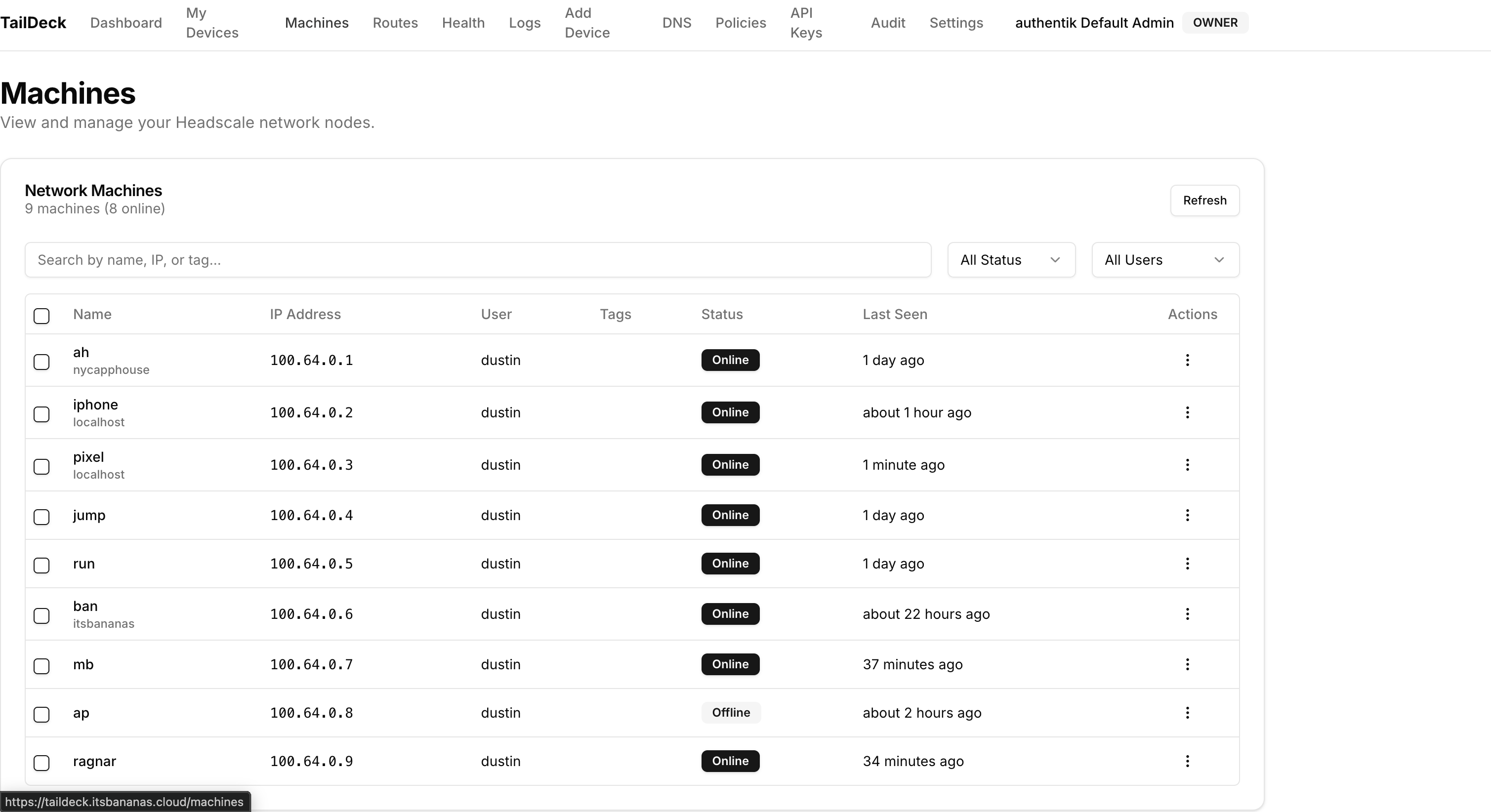 TailDeck — in-browser SSH terminal session to a managed node