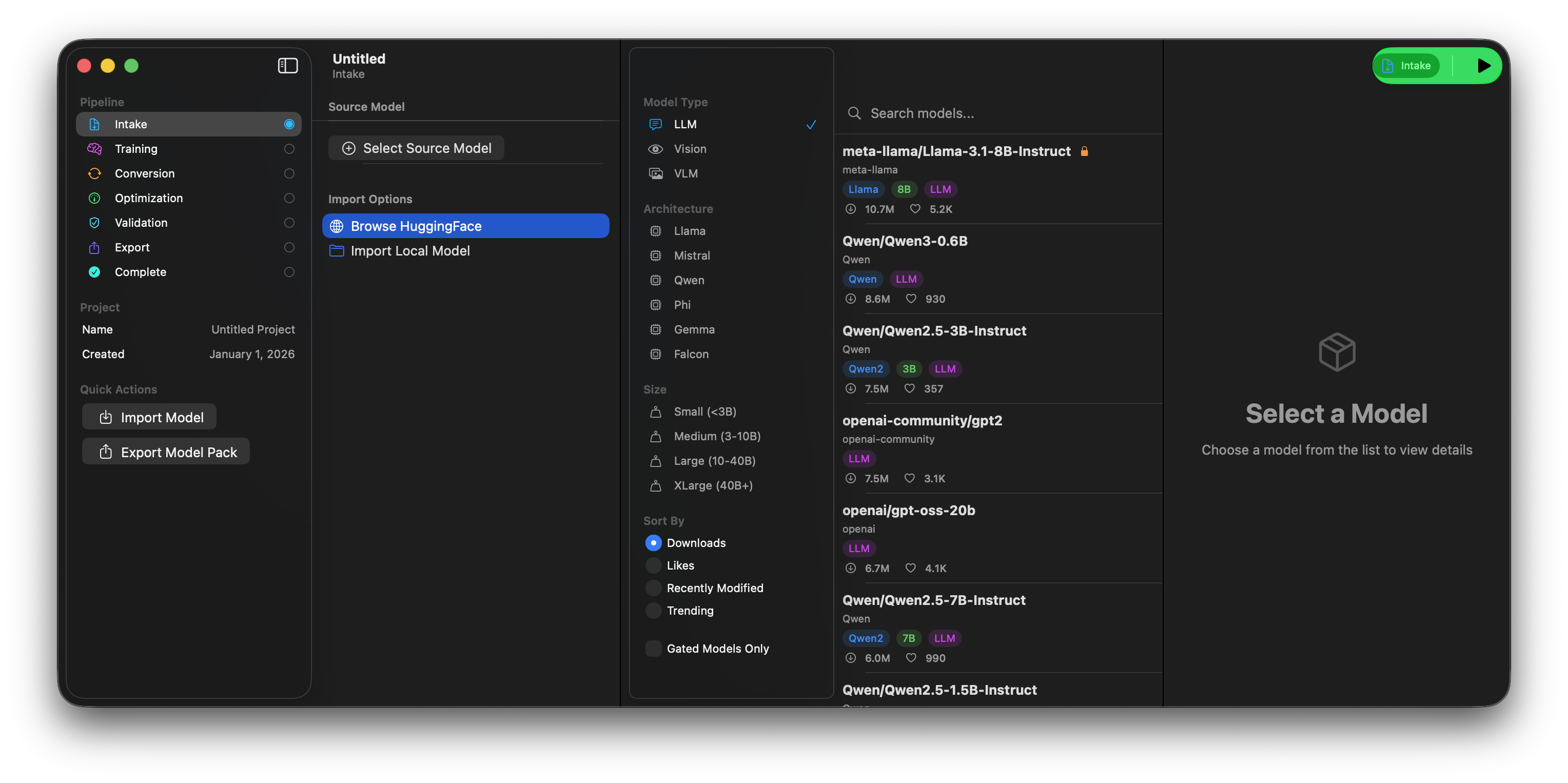 TrainingML — project workspace with live training metrics